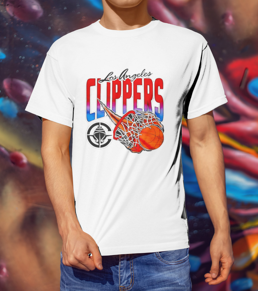 Los Angeles Clippers Basketball Flaming Hoop T-Shirt