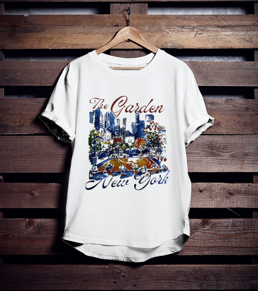 The Garden New York Basketball Court Skyline Blossoms T-Shirt