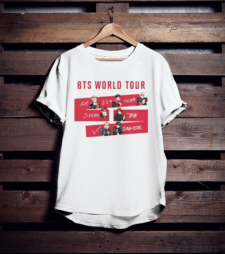 BTS World Tour RM Jin Suga J Hope Jimin V Jungkook T-Shirt
