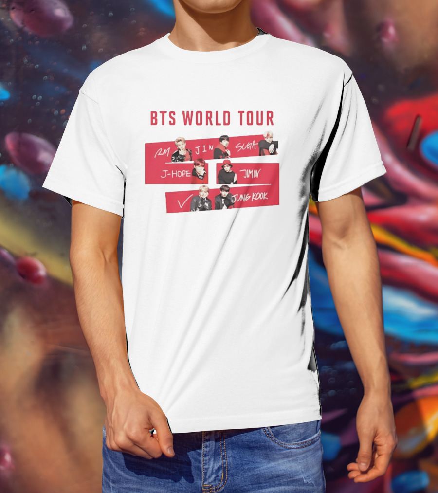 BTS World Tour RM Jin Suga J Hope Jimin V Jungkook T-Shirt