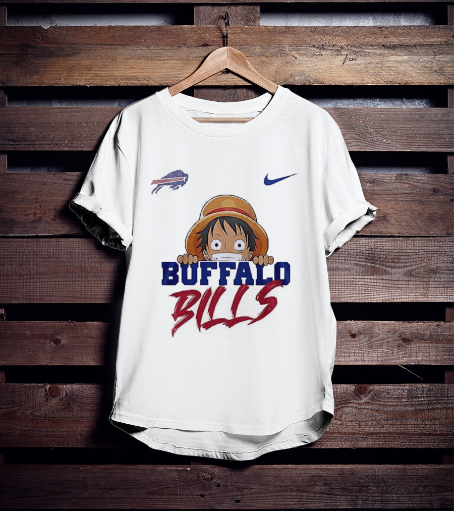 Buffalo Bills One Piece Monkey D Luffy Nike Collaboration T-Shirt