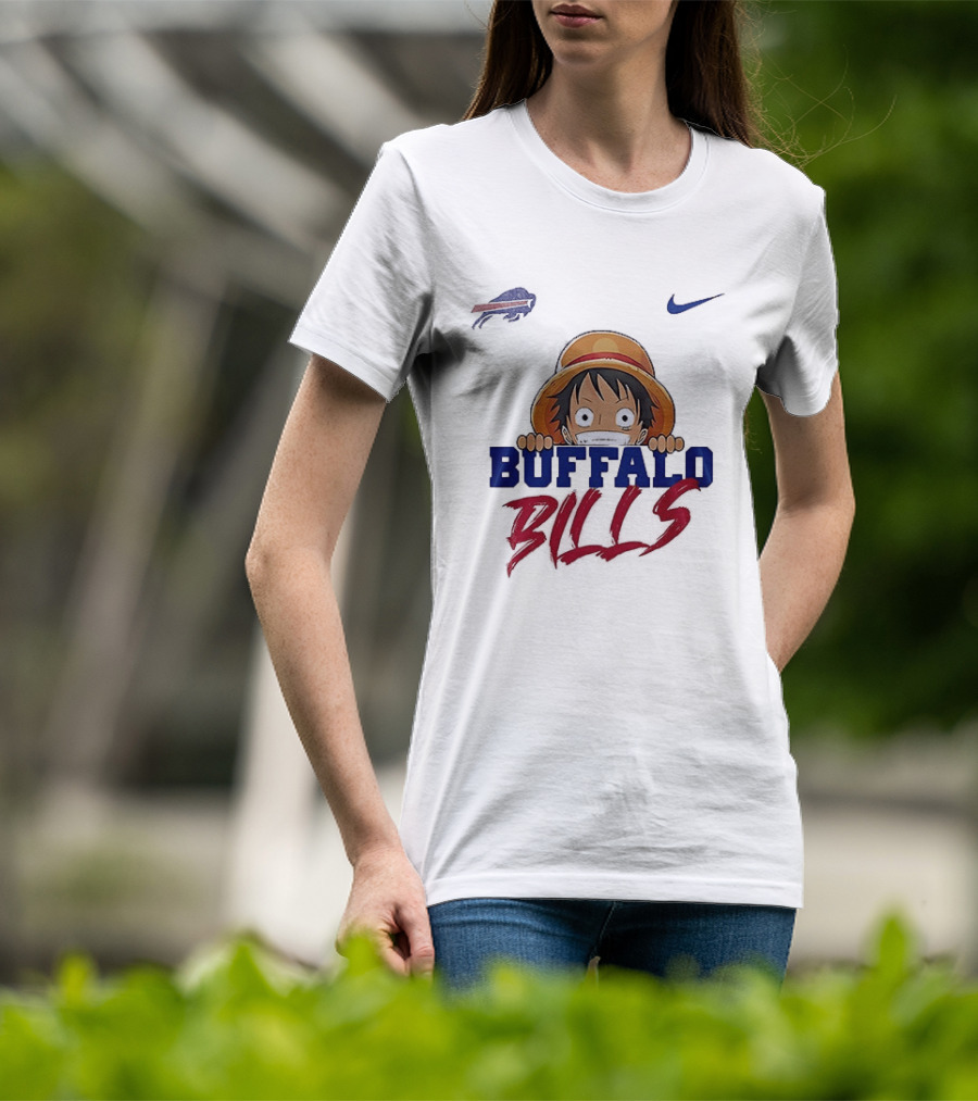Buffalo Bills One Piece Monkey D Luffy Nike Collaboration T-Shirt