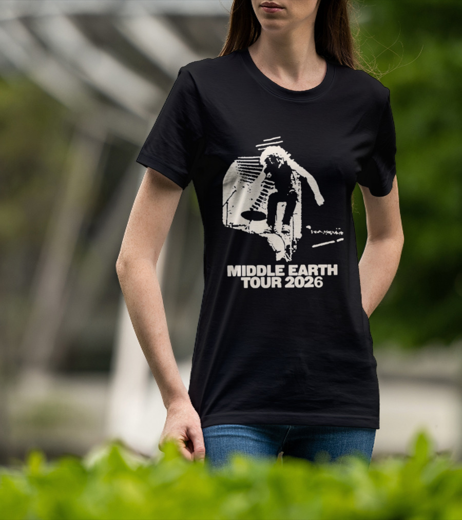 Jesse Welles Middle Earth Tour 2026 Sketch Style Concert Promotion T-Shirt