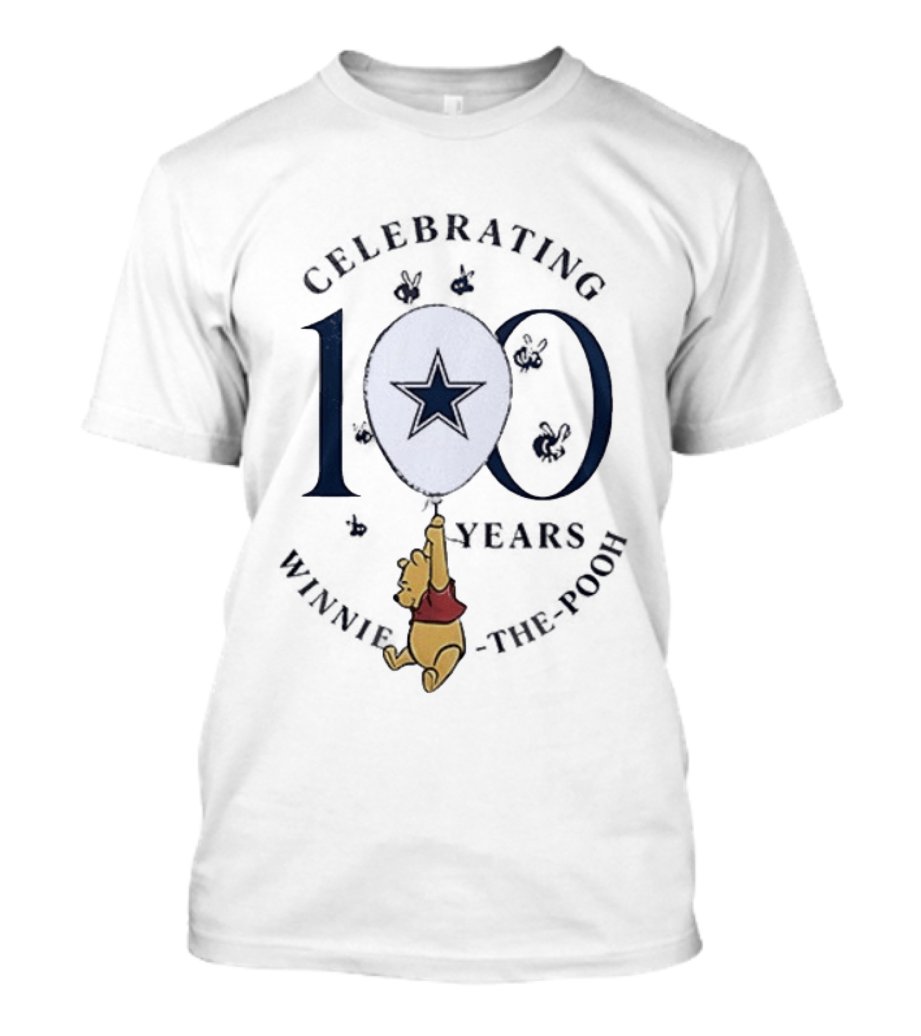 Dallas Cowboys Winnie The Pooh Celebrating 100 Years Anniversary T-Shirt