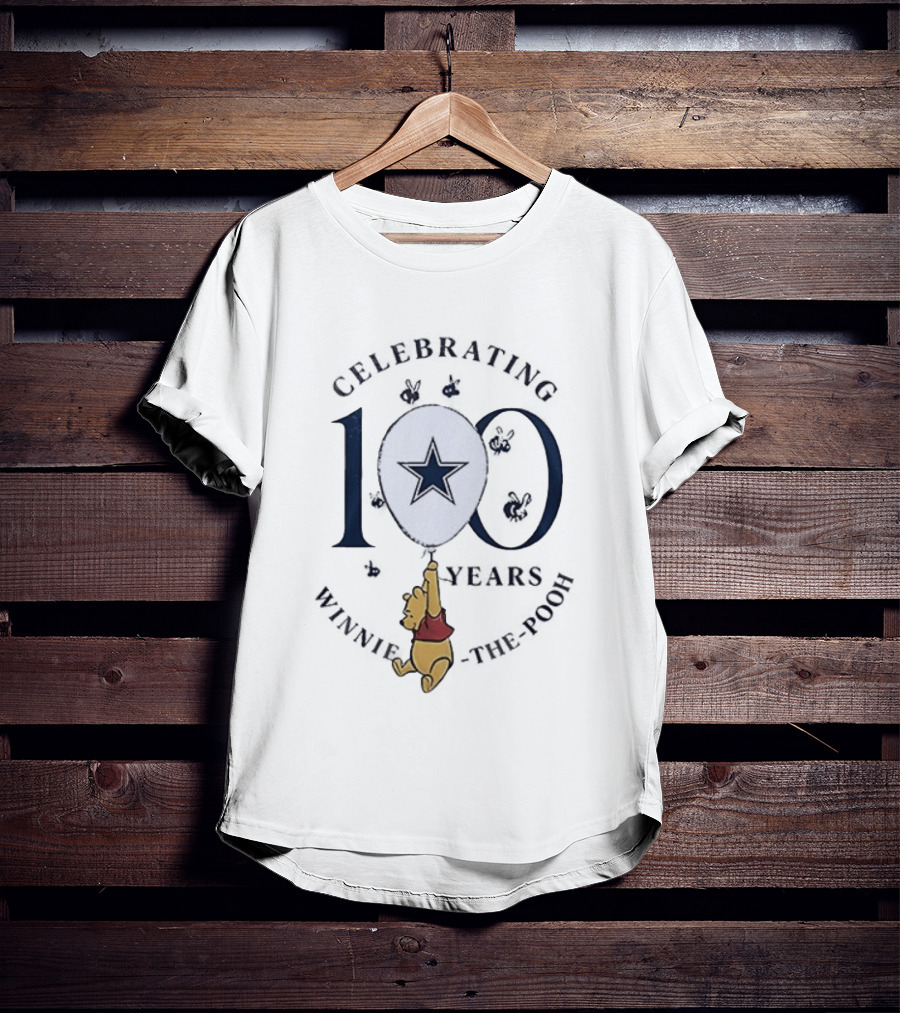 Dallas Cowboys Winnie The Pooh Celebrating 100 Years Anniversary T-Shirt