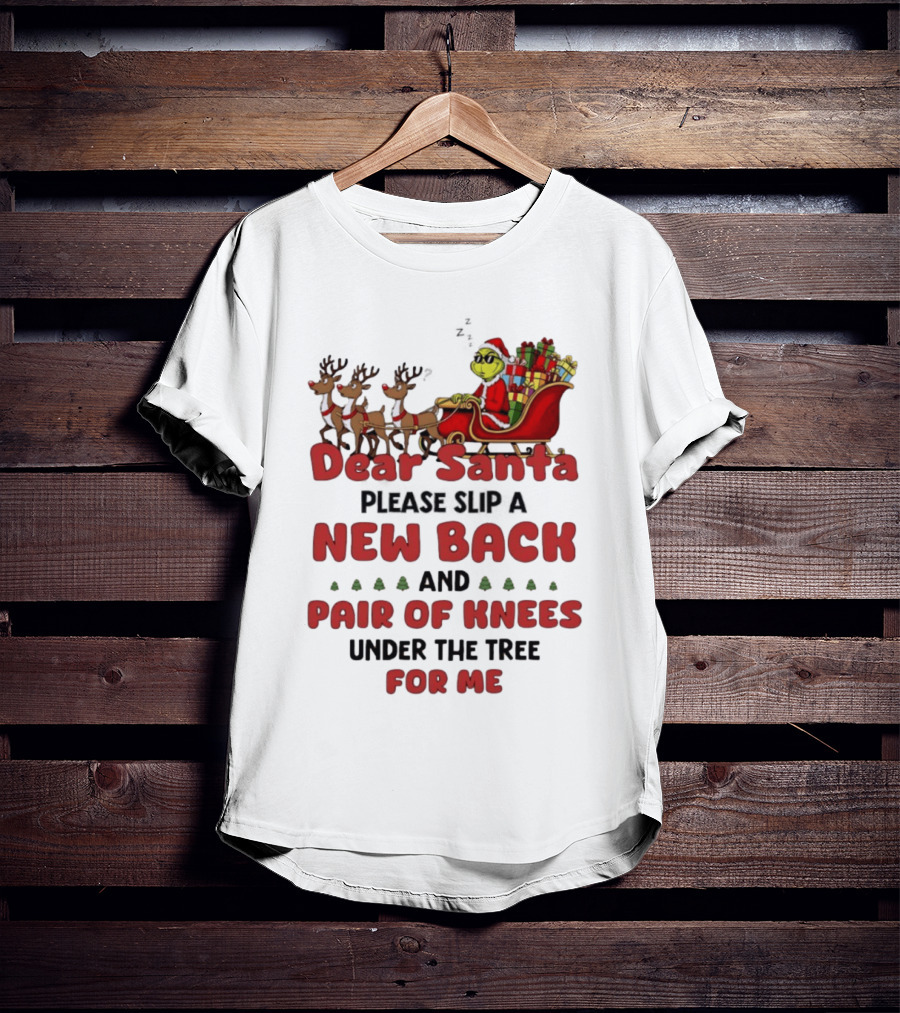 Dear Santa Grinch New Back Pair Of Knees Christmas Humor T-Shirt