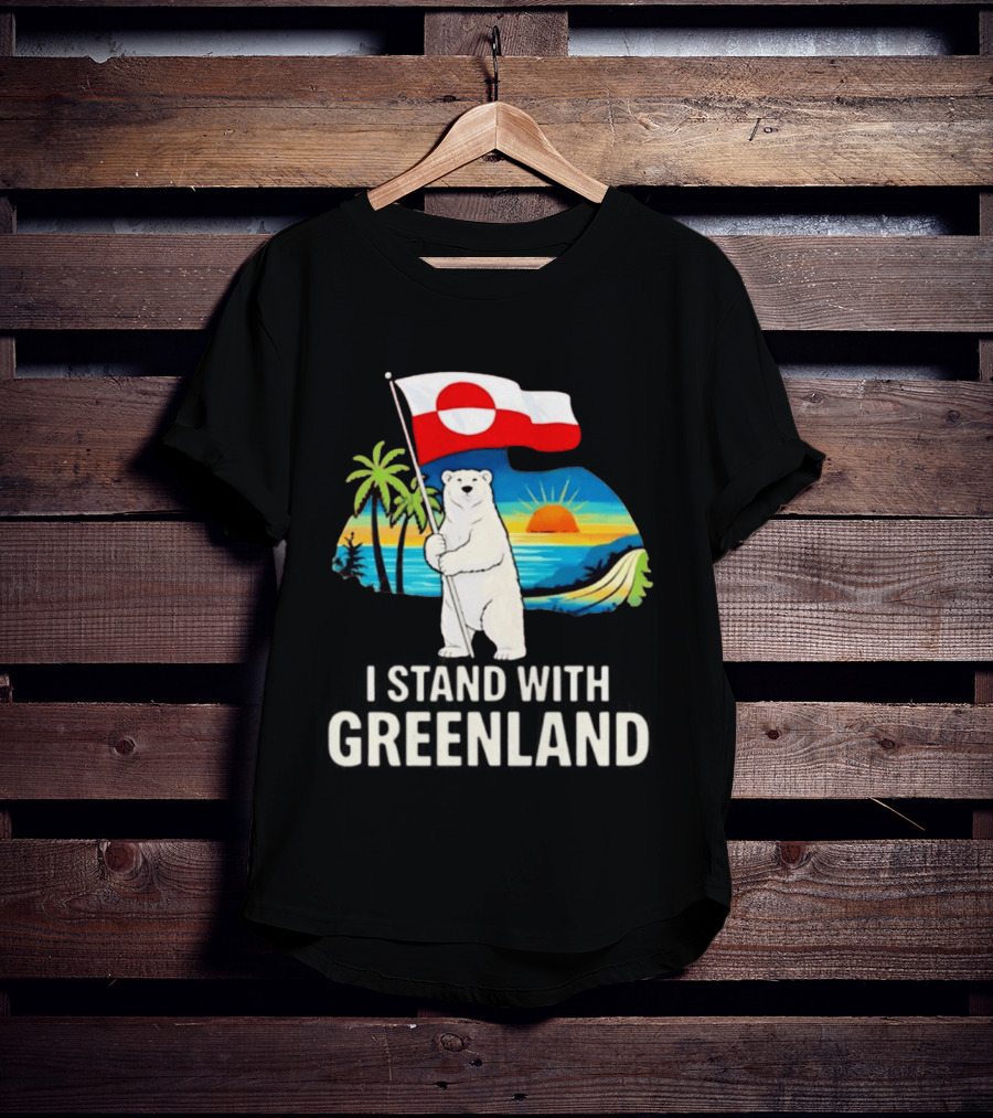 I Stand With Greenland Polar Bear Sunburst Scenery T-Shirt