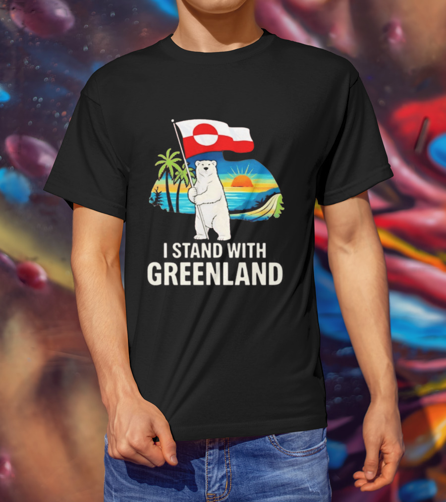 I Stand With Greenland Polar Bear Sunburst Scenery T-Shirt