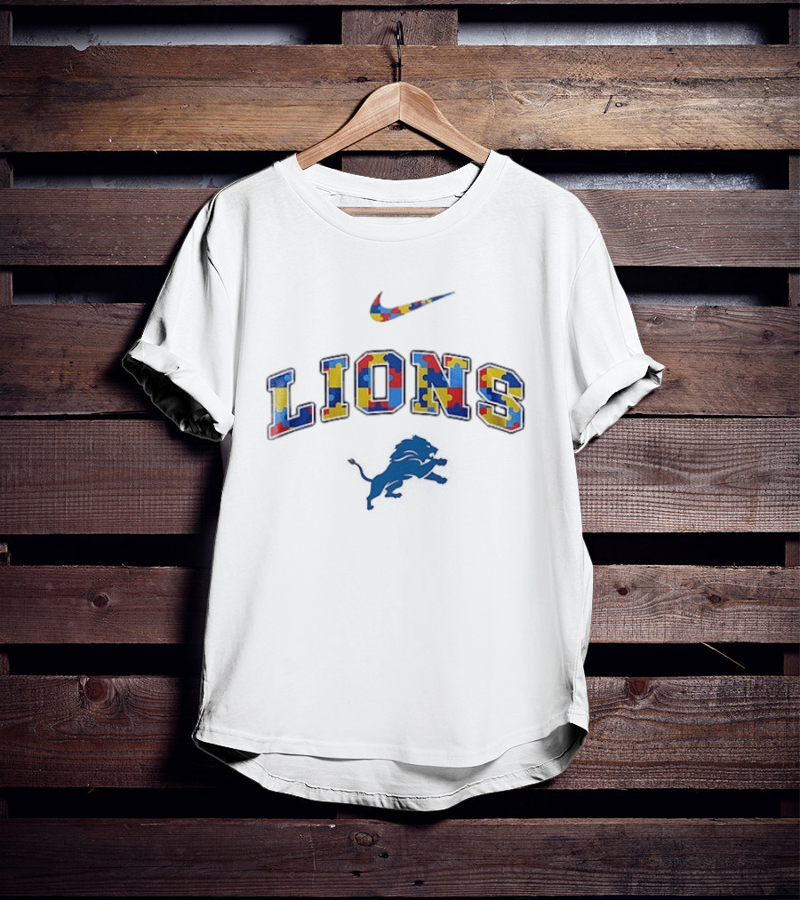 Detroit Lions Autism Awareness Puzzle Piece Nike LIONS T-Shirt