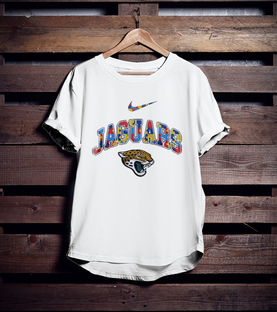 Jacksonville Jaguars Autism Awareness Puzzle Pattern Love Understand Accept T-Shirt