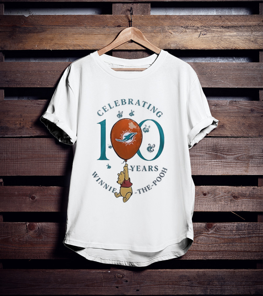 Celebrating 100 Years Miami Dolphins Winnie The Pooh T-Shirt