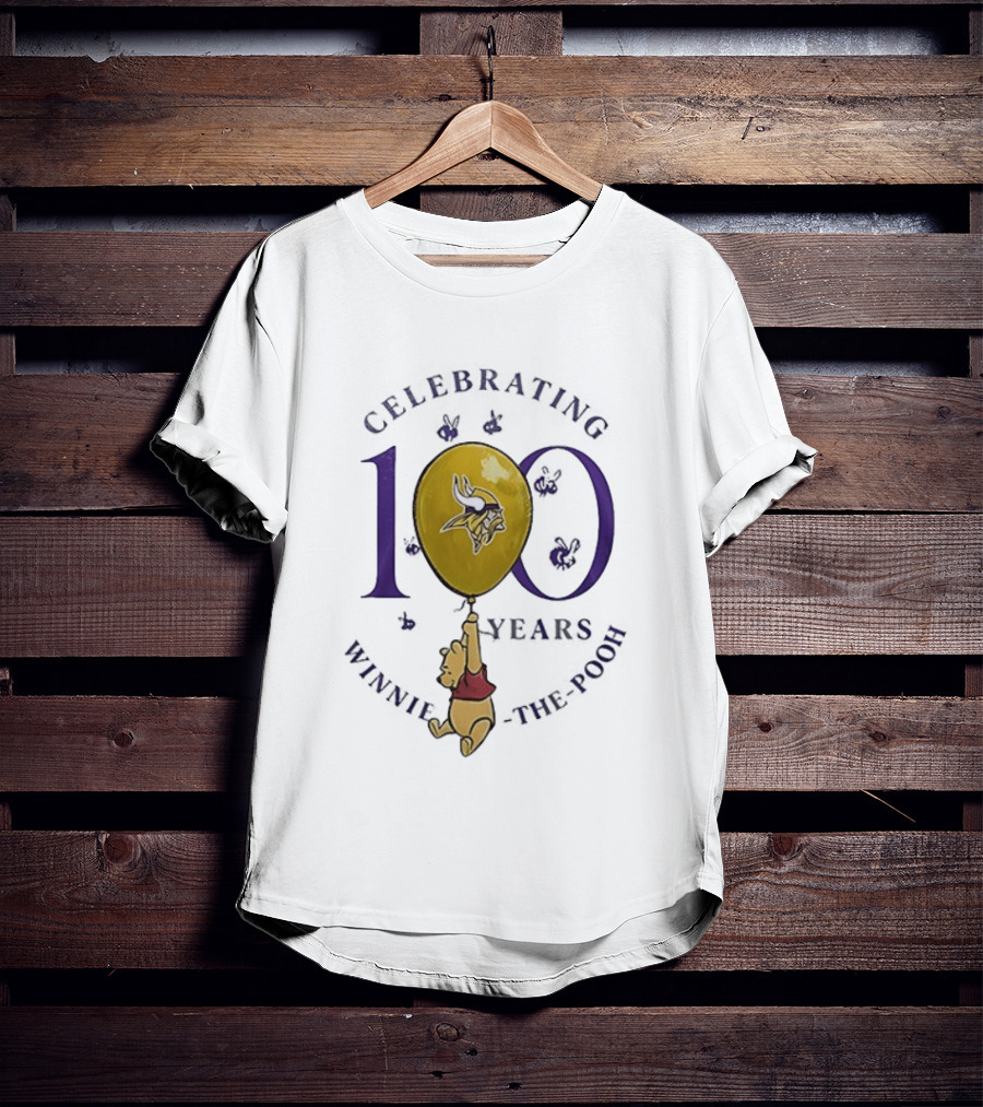 Celebrating 100 Years Minnesota Vikings Winnie The Pooh Anniversary T-Shirt