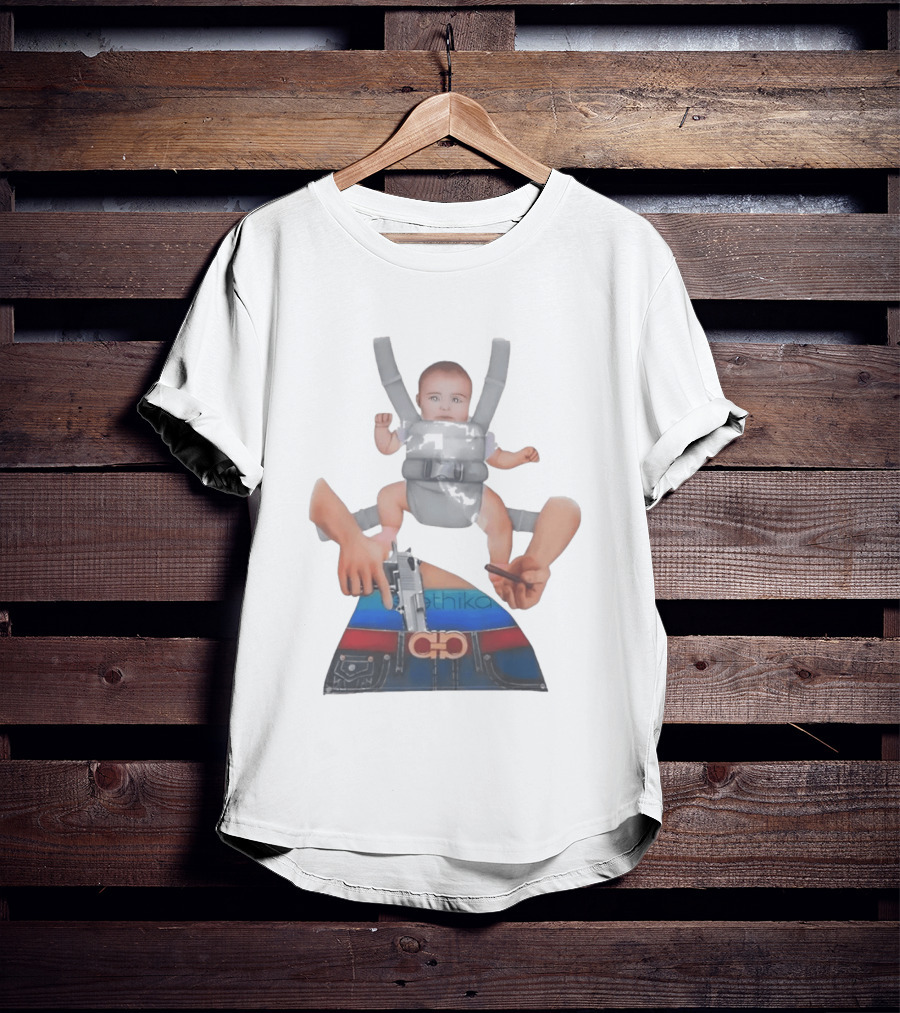 Ethika Responsible Father Baby Carrier Gun Mobile Concept T-Shirt