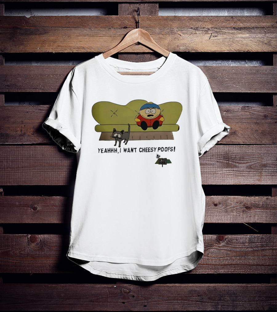 South Park Yeahhh I Want Cheesy Poofs Couch Cat Cartman T-Shirt