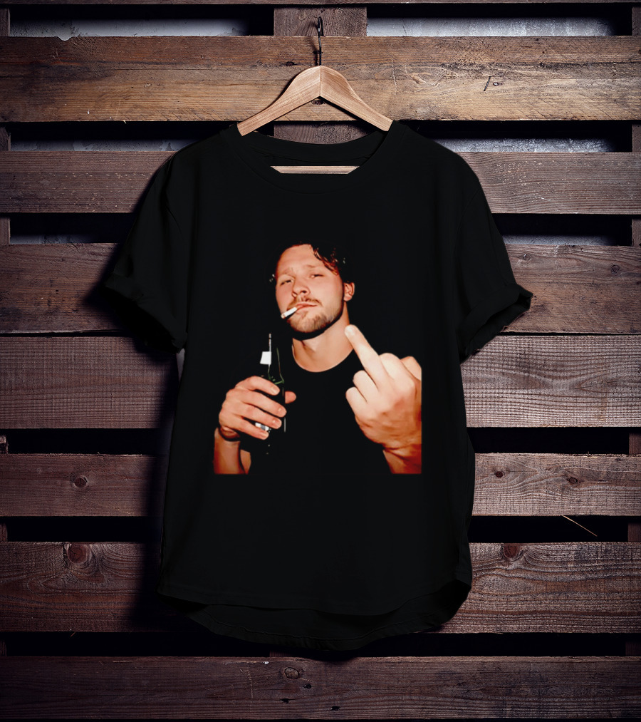 Josh Allen Smoking And Holding Beer Middle Finger T-Shirt