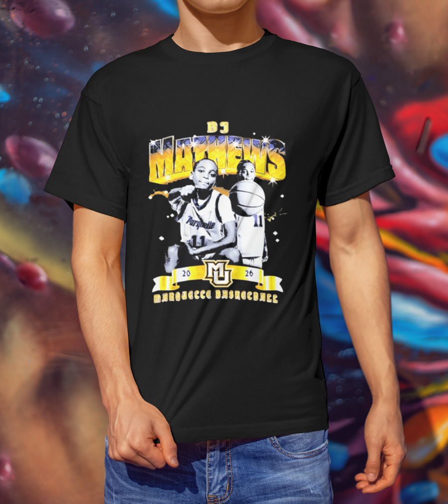 BJ Mathews Marquette Golden Eagles Basketball 2026 MJ 11 T-Shirt