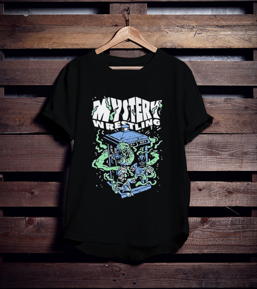 Mystery Wrestling Dr Who Boxing Tardis Green Monster Match T-Shirt