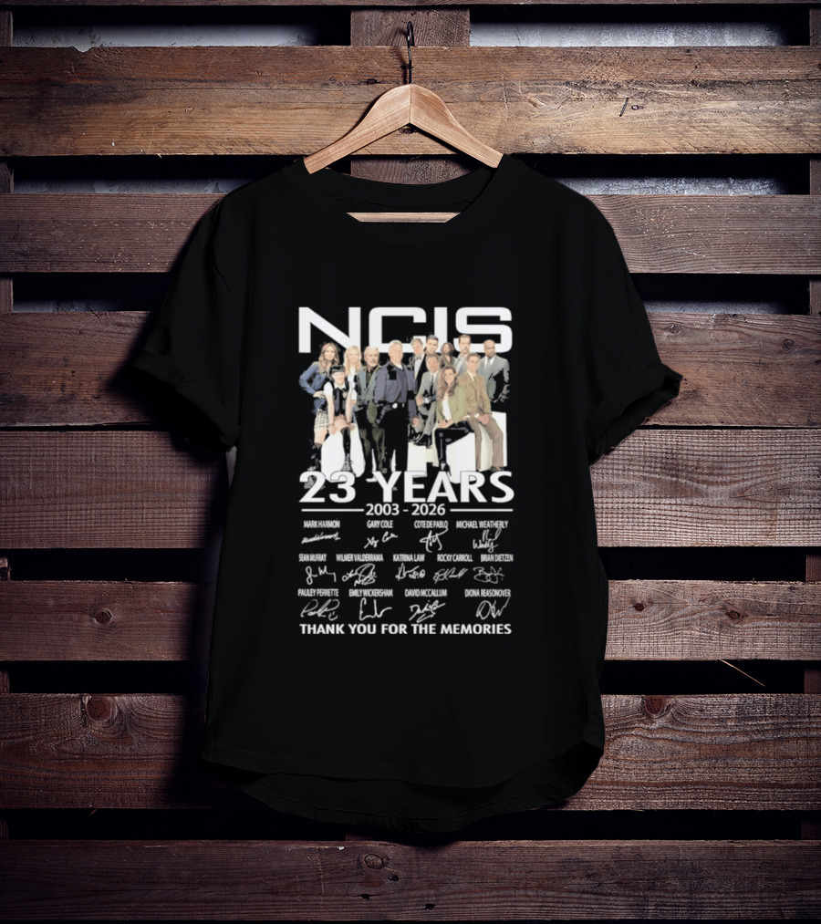 NCIS 23 Years 2003 2026 All Cast Members Autographed Thank You For The Memories T-Shirt