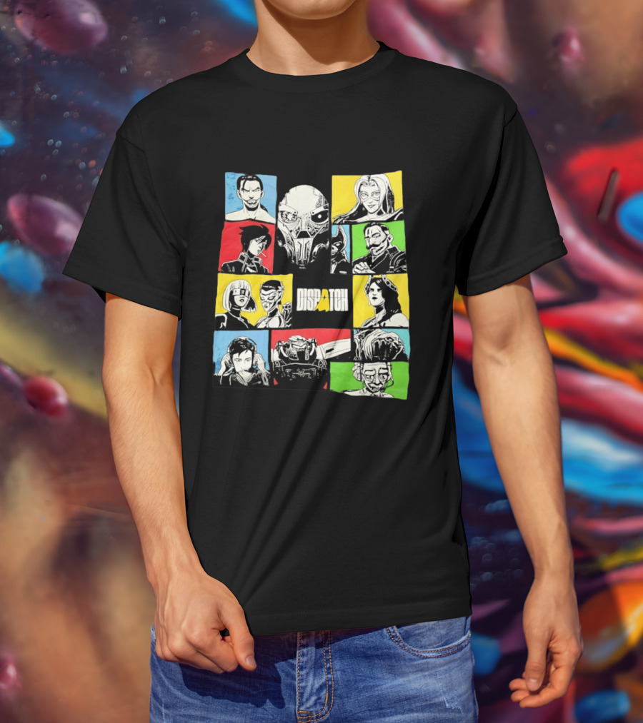 Dispatch Comic Style Characters In Vibrant Color Blocks T-Shirt