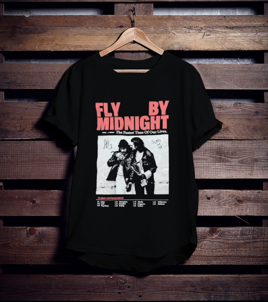 Fly By Midnight The Fastest Time Of Our Lives Black And White Signatures T-Shirt