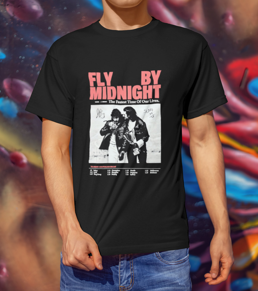 Fly By Midnight The Fastest Time Of Our Lives Black And White Signatures T-Shirt