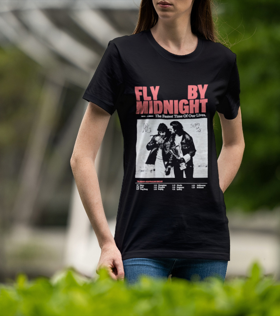 Fly By Midnight The Fastest Time Of Our Lives Black And White Signatures T-Shirt