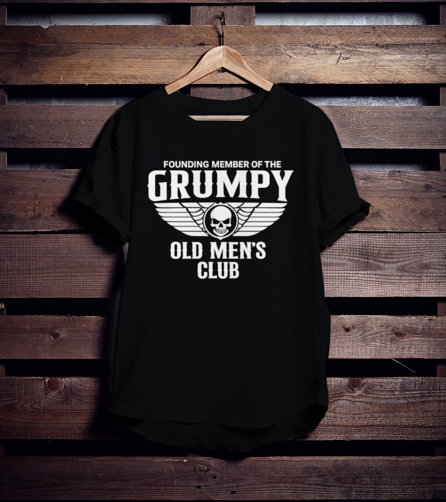 Founding Member Grumpy Old Men's Club Skull Wings T-Shirt