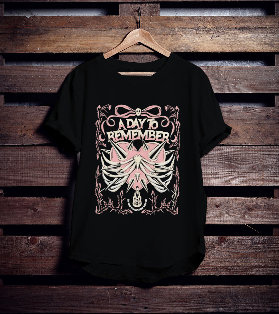 A Day To Remember Spiked Heart Bow Frame Valentine's Day T-Shirt