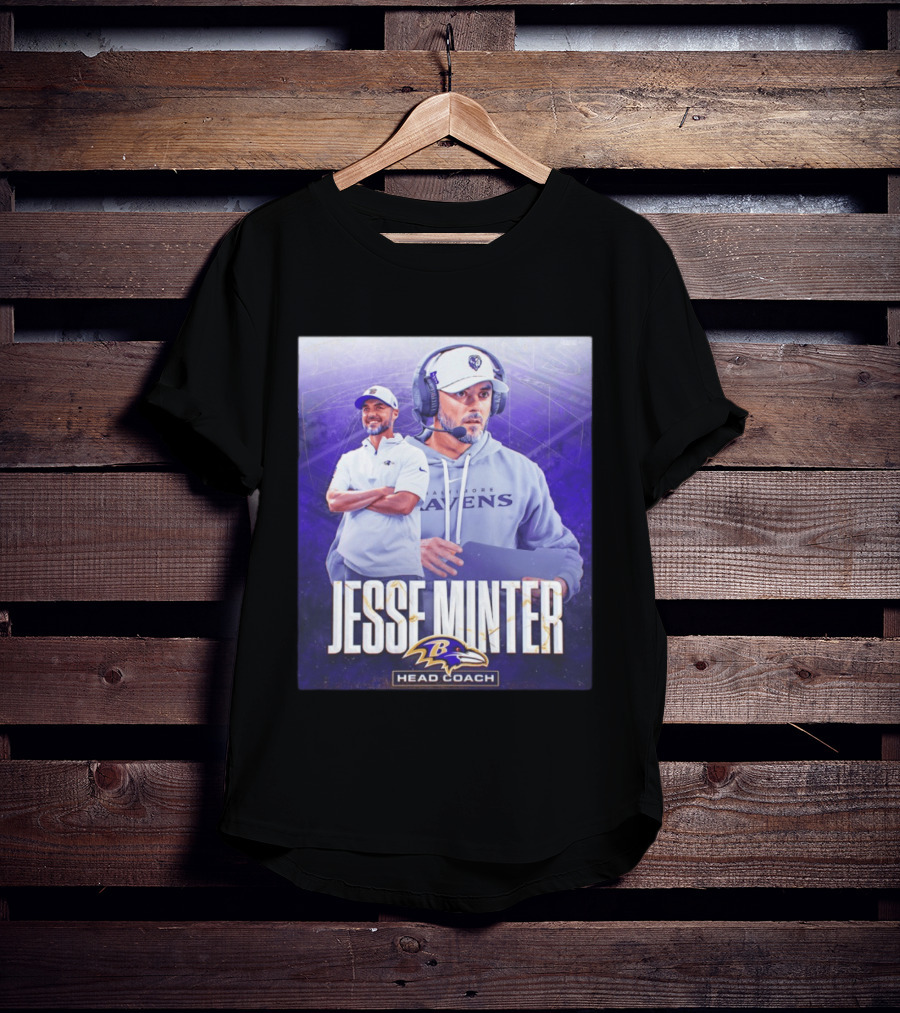 Jesse Minter Baltimore Ravens Head Coach NFL Ravens Logo Sports T-Shirt