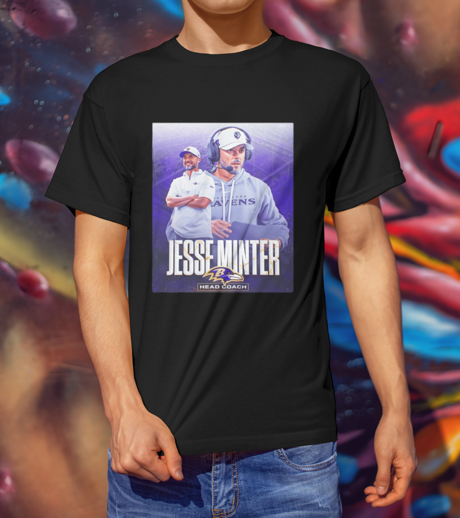 Jesse Minter Baltimore Ravens Head Coach NFL Ravens Logo Sports T-Shirt