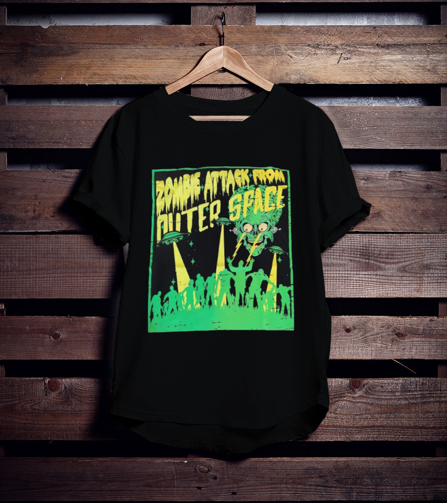 Zombie Attack From Outer Space UFO Alien Invasion T-Shirt