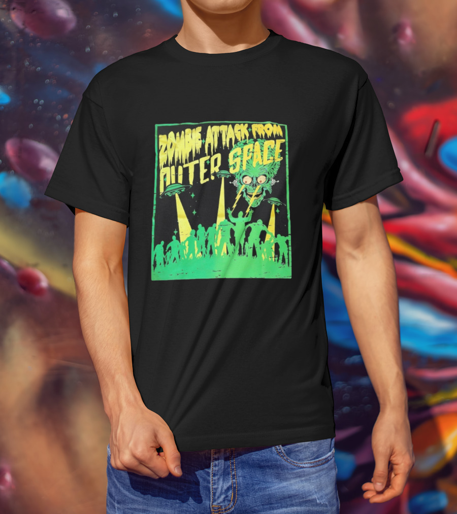 Zombie Attack From Outer Space UFO Alien Invasion T-Shirt