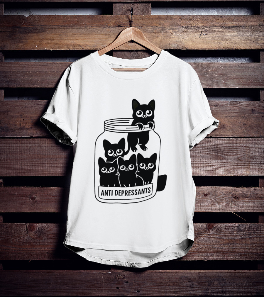Anti Depressants Cat Jar With Cute Kittens T-Shirt