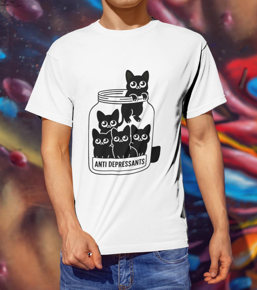 Anti Depressants Cat Jar With Cute Kittens T-Shirt