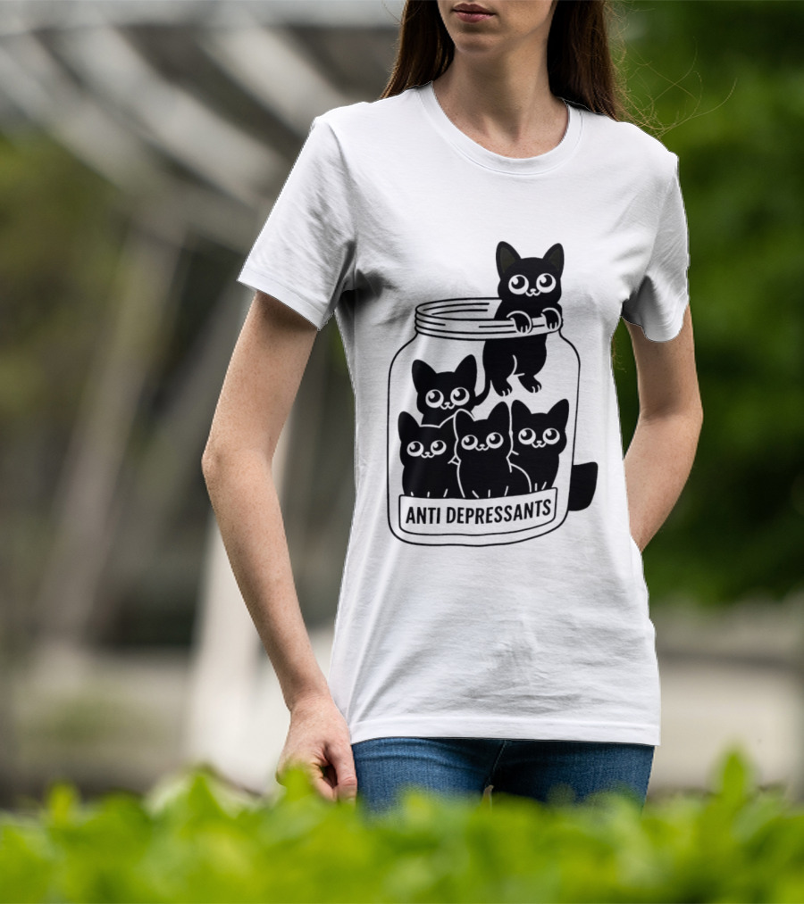 Anti Depressants Cat Jar With Cute Kittens T-Shirt