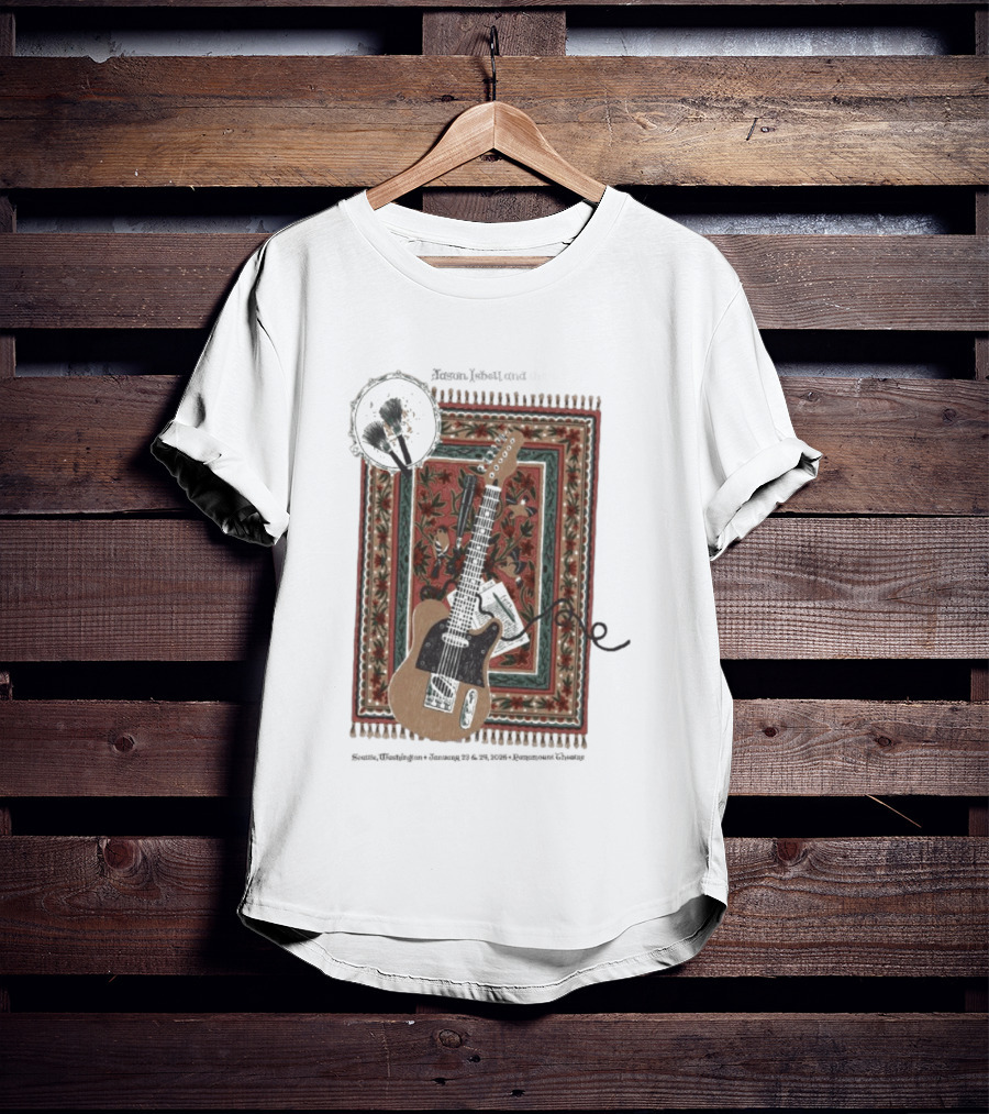 Jason Isbell And The 400 Unit Jan 22 23 Seattle WA Tour Guitar T-Shirt