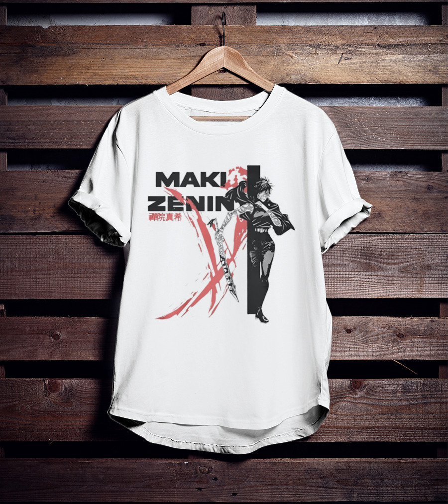 Maki Zenin Jujutsu Kaisen Anime Red Brush T-Shirt