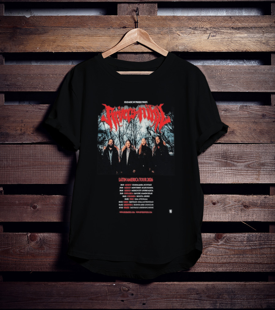 Rivers Of Nihil Latin America Tour 2026 Band Photo With Tour Dates And Locations T-Shirt