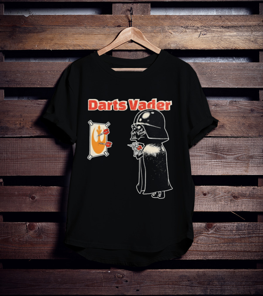 Darts Vader Playing Targets With Iconic Galactic Dartboard Opponent T-Shirt