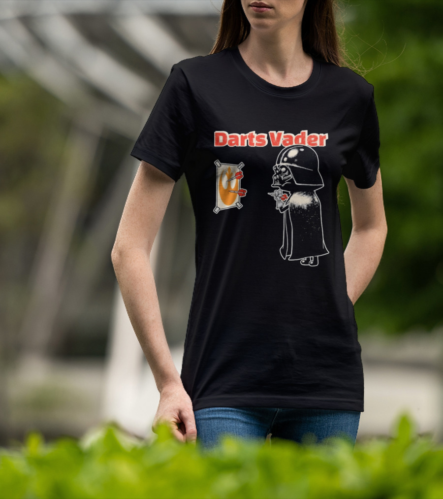 Darts Vader Playing Targets With Iconic Galactic Dartboard Opponent T-Shirt