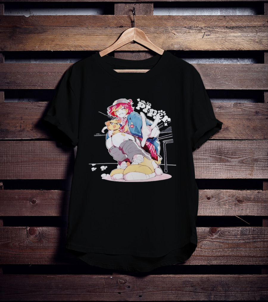 Piper Oh It's A Anime Style Character Peace Sign With Dog T-Shirt