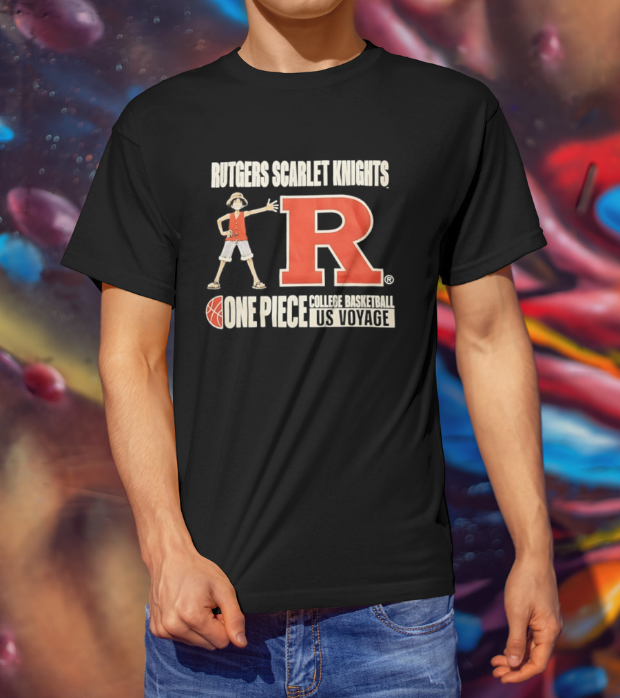 Rutgers Scarlet Knights Luffy One Piece College Basketball US Voyage T-Shirt