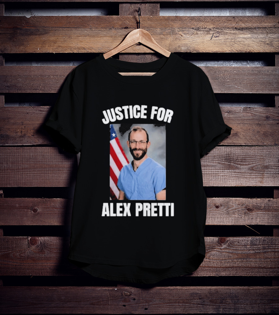 Justice For Alex Pretti American Flag Support T-Shirt