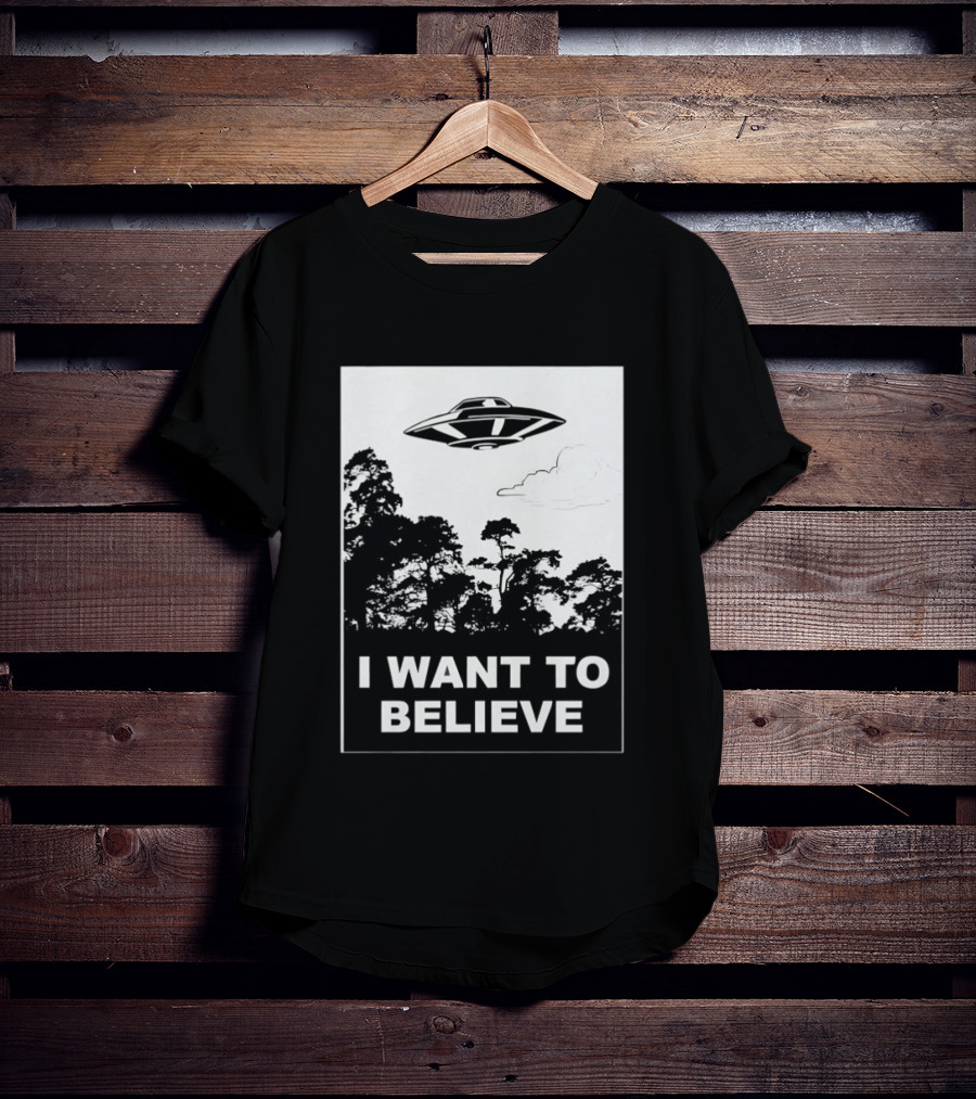 UFO I Want To Believe Flying Saucer Forest T-Shirt