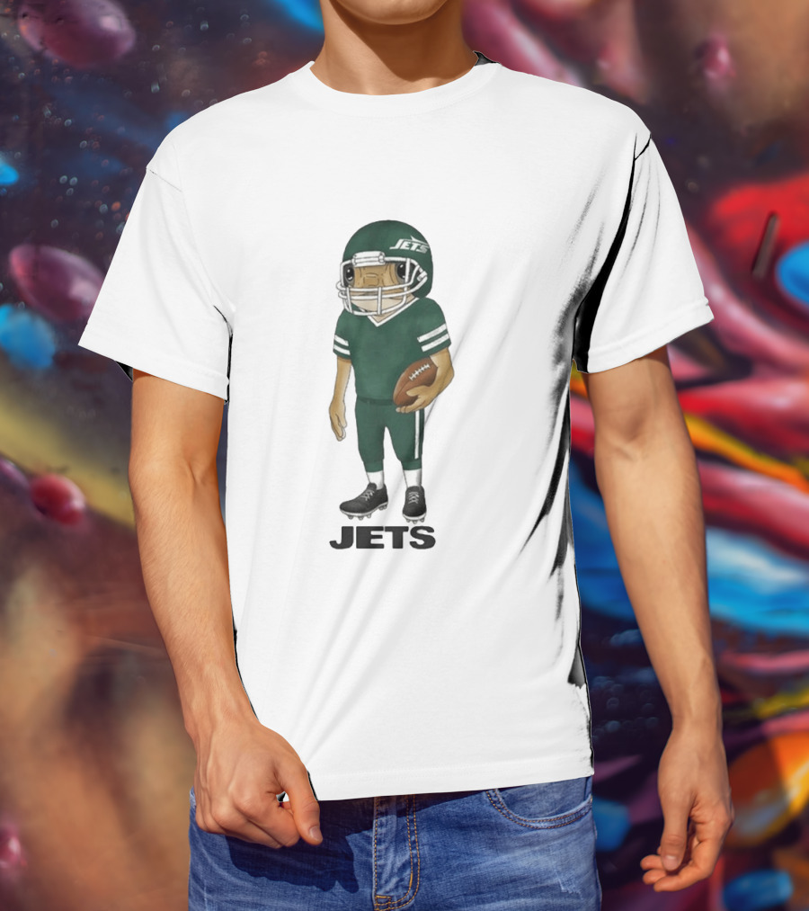Bad Bunny New York Jets Cartoon Football Player T-Shirt