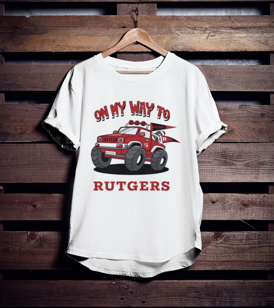 Rutgers Scarlet Knights On My Way To Rutgers Jeep Flags T-Shirt