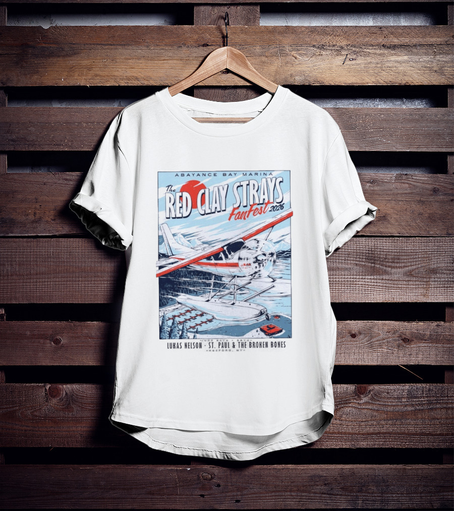 Abayance Bay Marina Red Clay Strays Fan Fest 2026 Rexford Montana Airplane Lake Scene T-Shirt