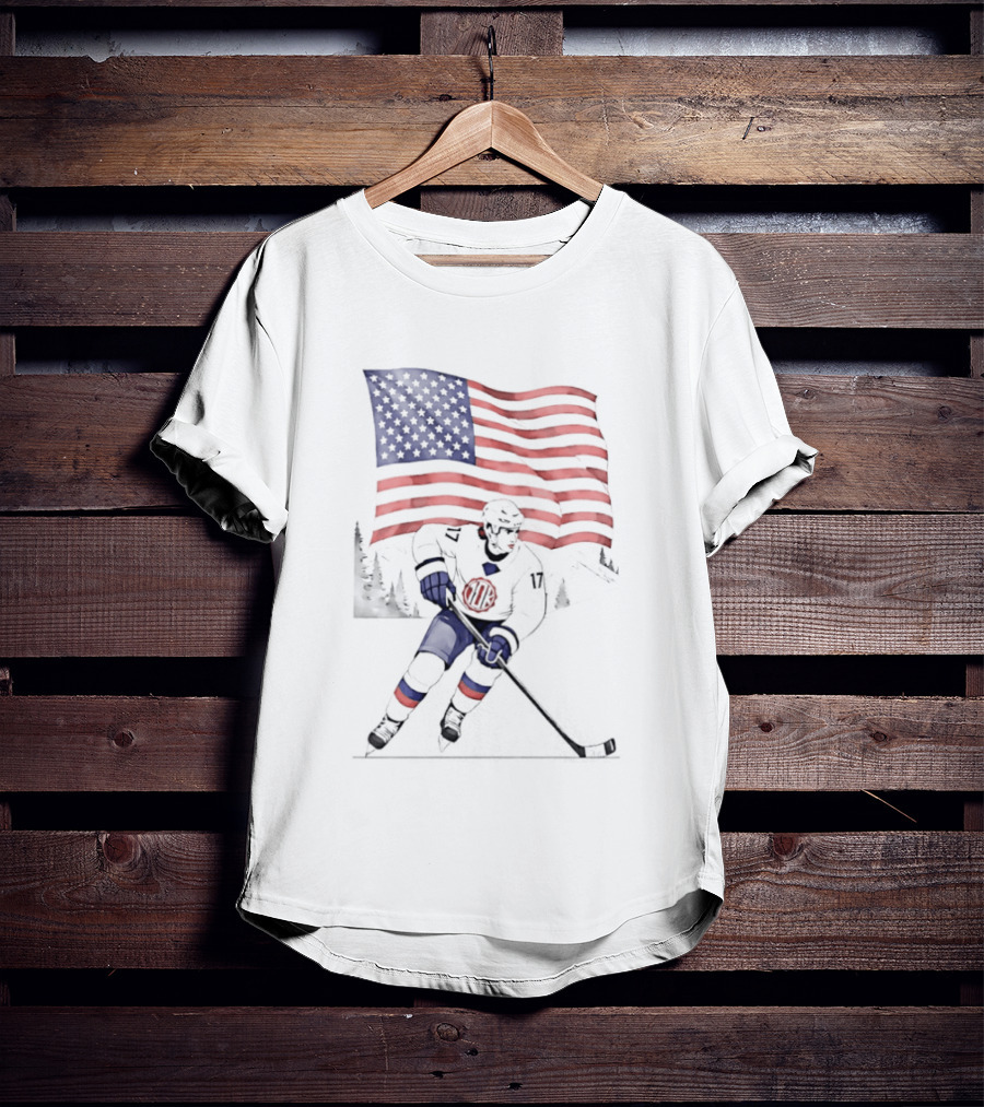 USA Hockey 10k Olympic American Flag Ski Team T-Shirt