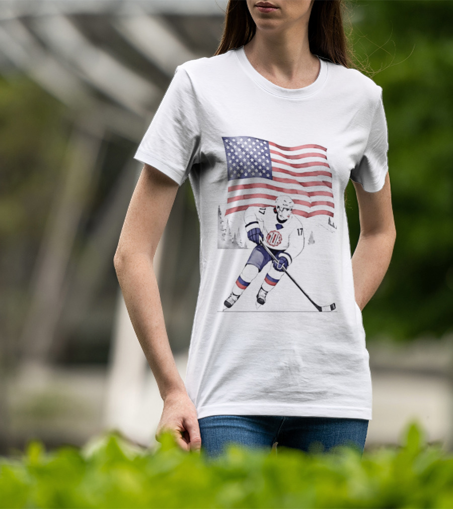 USA Hockey 10k Olympic American Flag Ski Team T-Shirt