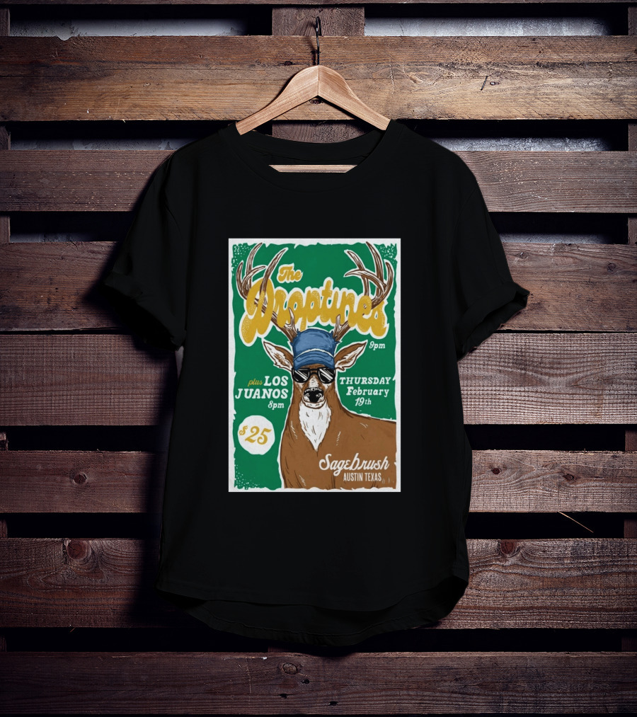 The Droptines Sagebrush Austin Texas Concert February 19 Plus Los Juanos 2026 T-Shirt